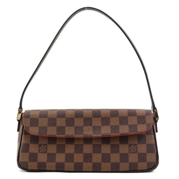 Authentic LOUIS VUITTON Damier Ebene Recoleta Shoulder Bag Brown N51299